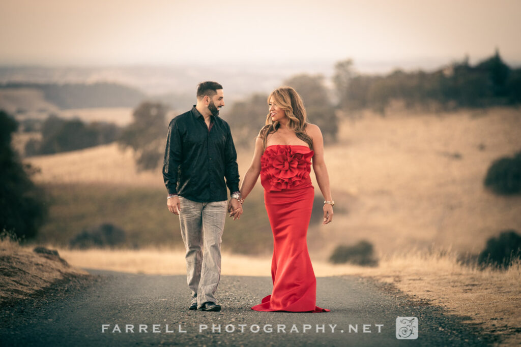 Engagement Photography, Amador County Engagement, Orchard Creek Wedding Engagement, Calaveras County
 Engagement, Motherlode Wedding, Sunset Engagement, red dress